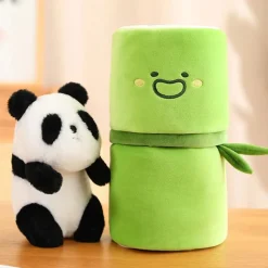 Peluche panda blanc avec son bambou