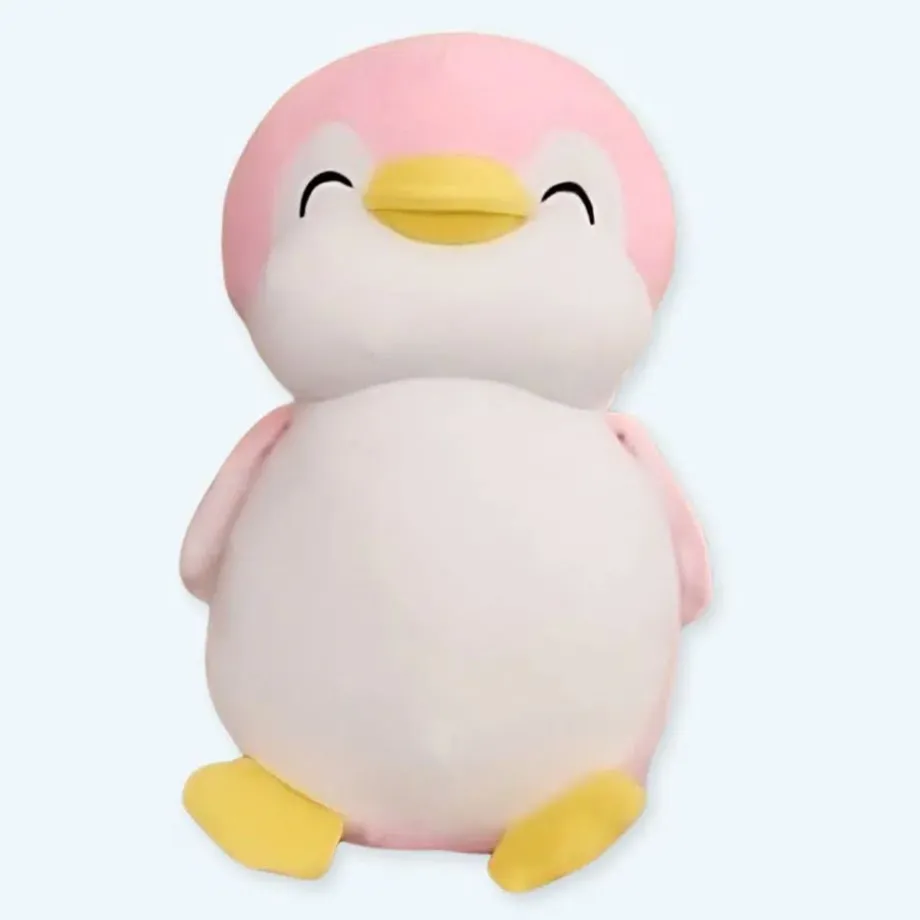 Peluche pingouin rose doux compagnon enfant hiver chaleureux