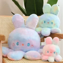 Peluche réversible aux grandes oreilles douce et coloré
