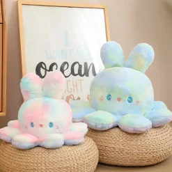 Peluche réversible aux grandes oreilles douce et coloré