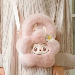 Peluche sac à main style Labubu doux fourrure hiver mignon