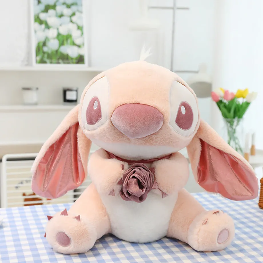 Peluche Stitch Angel rose douce et mignonne avec fleur