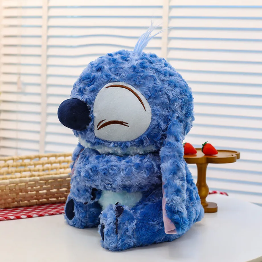 Peluche Stitch moelleuse bleu sourire endormi douce