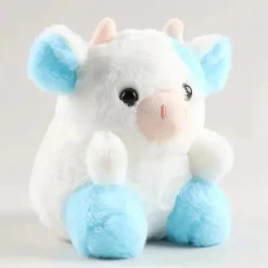 Peluche vache bleu et blanche mignonne et douce
