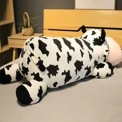 Peluche vache géante noire et blanche